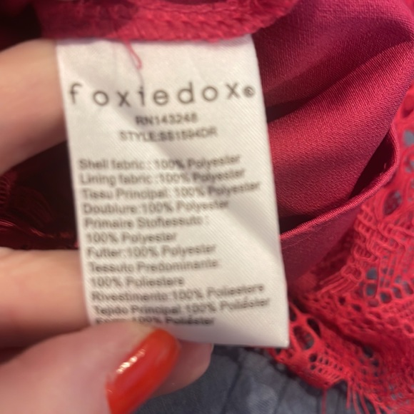 NWT Foxiedox Gloria lace mini dress in raspberry red - Picture 9 of 10